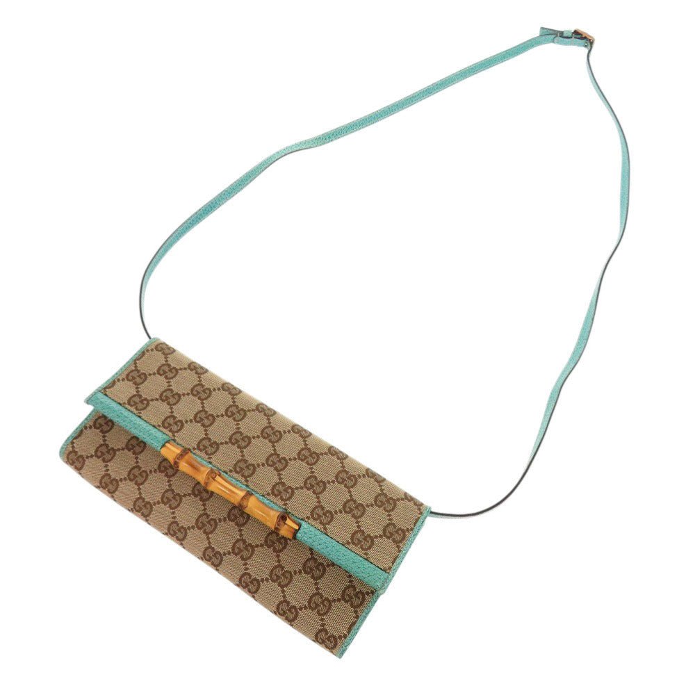 GUCCI Bamboo 7G0447E5NB in GG Canvas with Blue Leather Trim (Circa Early 2000s, Designed under Tom Ford, Made in Italy) – 100% Authentic Pre Owned Genuine - LLUXE.CA