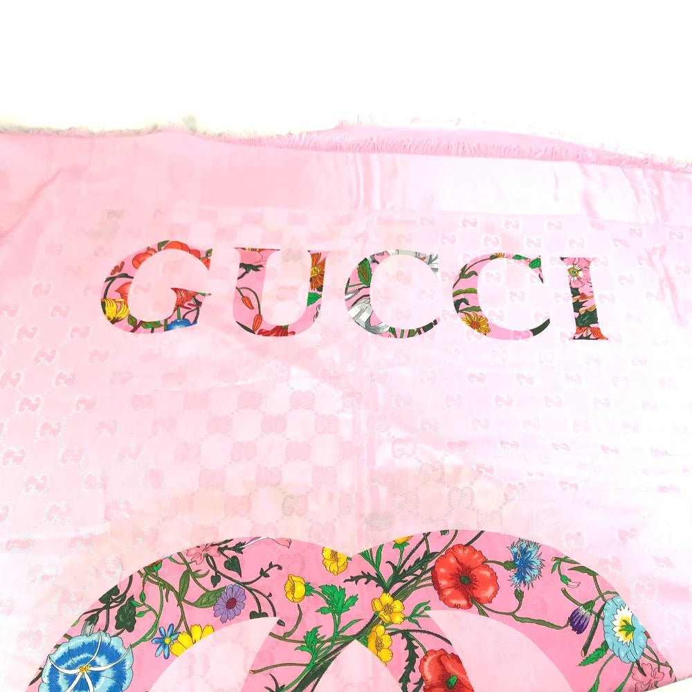 GUCCI – Shawl – Model No. 663676 – GG Logo Flora – Silk & Rayon – Alessandro Michele – 2022 – 100% Authentic Pre - Owned - LLUXE.CA
