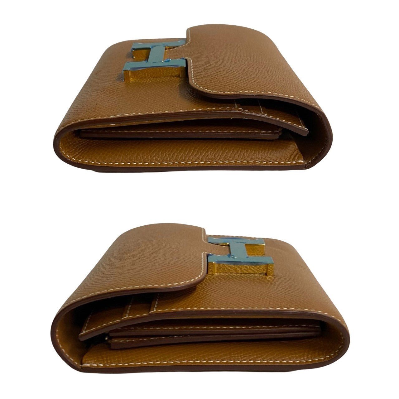 HERMÈS 500A2181378 Constance Compact Wallet in Brown Epsom Leather with Metal H Logo – Pre - Owned, 100% Authentic (Genuine) - LLUXE.CA