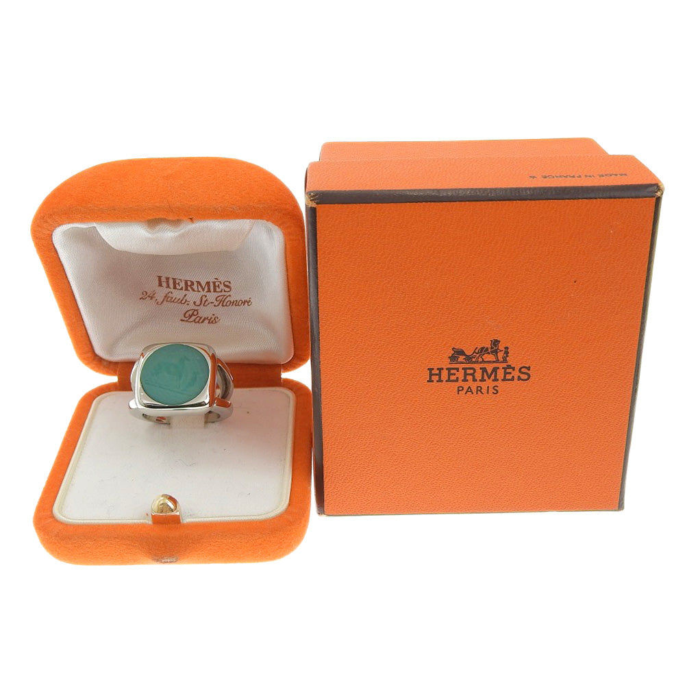HERMÈS Corozo Ring in Metallic Silver – Size US 6 – 100% Authentic ✨Very Good Pre-Owned