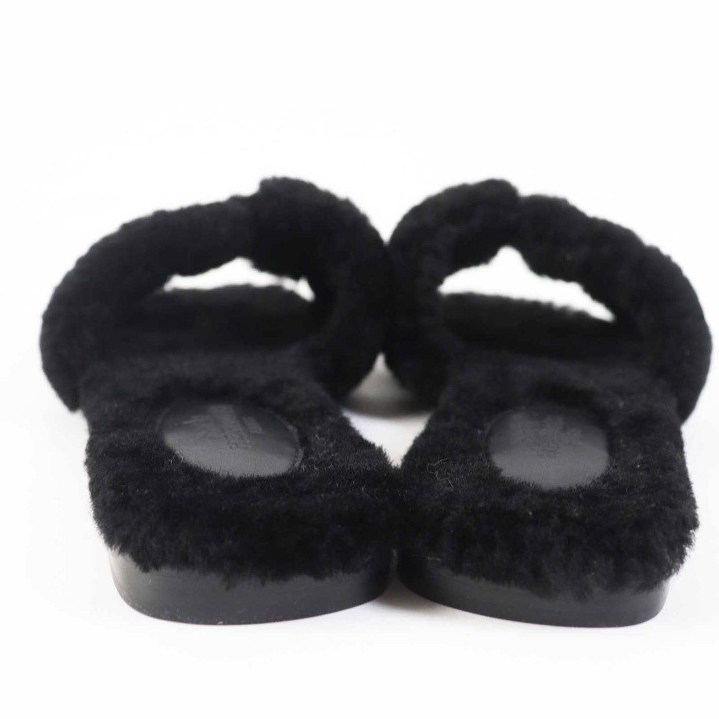 Hermès Oran Sandals in Black Mouton Shearling – Size 35, Designed by Pierre Hardy, 2020s, 100% Authentic ✨Excellent Pre-Owned