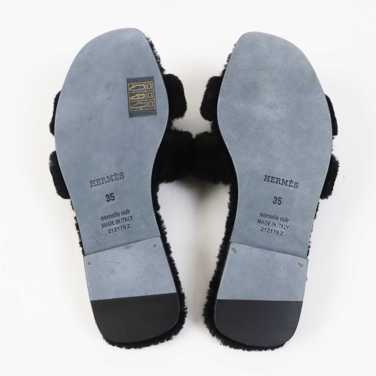 Hermès Oran Sandals in Black Mouton Shearling – Size 35, Designed by Pierre Hardy, 2020s, 100% Authentic ✨Excellent Pre-Owned
