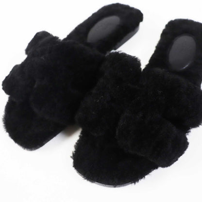 Hermès Oran Sandals in Black Mouton Shearling – Size 35, Designed by Pierre Hardy, 2020s, 100% Authentic ✨Excellent Pre-Owned