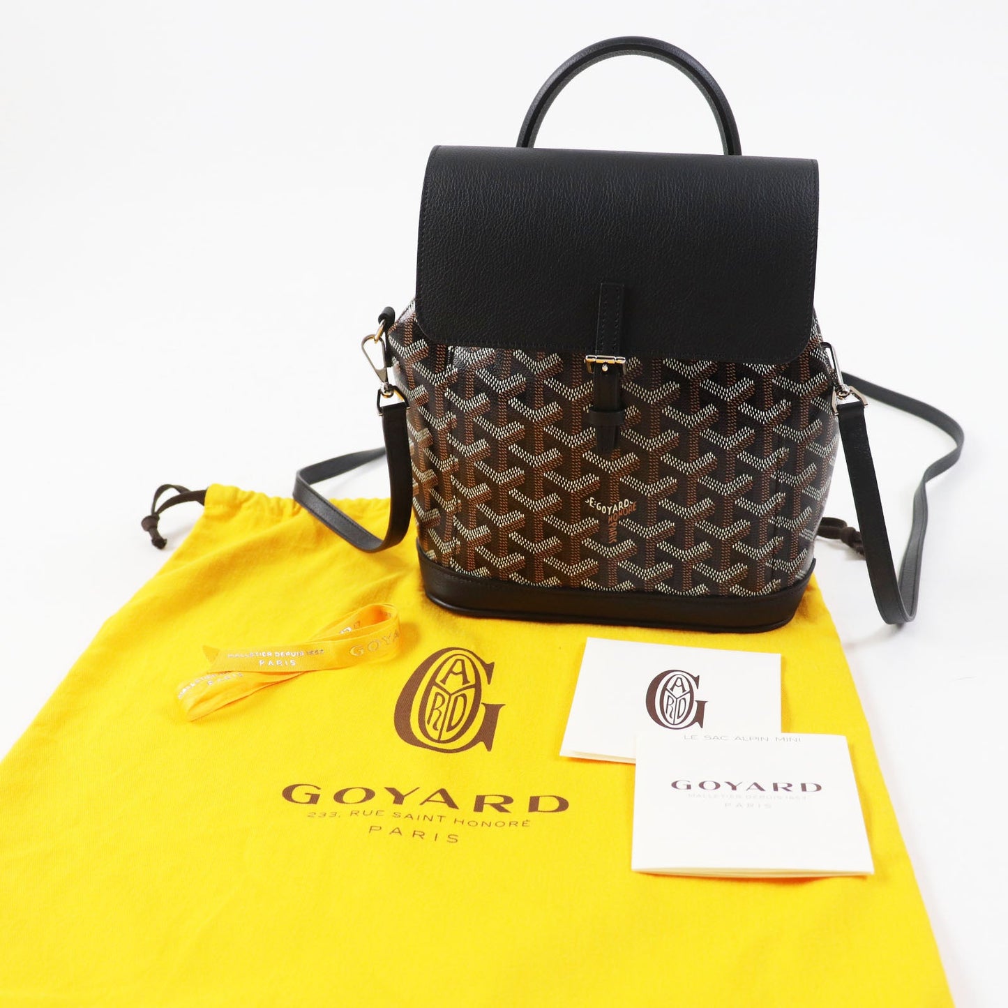 GOYARD yr 2020  -Alpin Mini Backpack in Black Goyardine Canvas & Leather – 100% Authentic Pre-Owned Like new / excellent condition