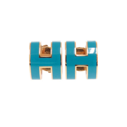 HERMÈS Pop H Earrings Blue Metal 100% Authentic Pre Owned