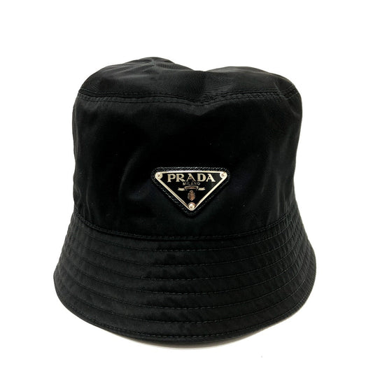Prada Triangle Logo – Bucket Hat Introduced Late 1990s by Miuccia Prada – 100% Authentic Pre-Owned