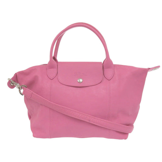 LONGCHAMP – Le Pliage Cuir 2-Way Folding Handbag – Pink Leather – 100% Authentic ✨Excellent Pre-Owned