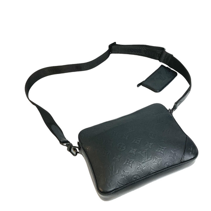 Louis Vuitton Duo Messenger Sling Bag Black Monogram Shadow Leather 100% Authentic ✨Excellent Pre-Owned Condition