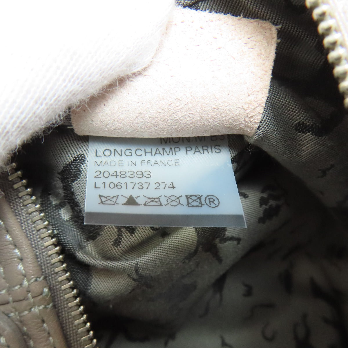 Longchamp Classic Leather Logo Line (2000s Collection) Leather Gray – 100% Authentic ✨Excellent Pre-Owned