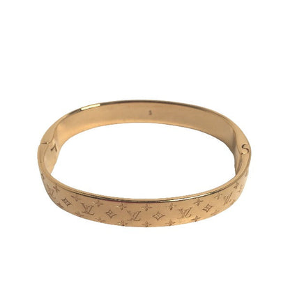 LOUIS VUITTON Gold-Plated Nanogram Cuff Bracelet  by Nicolas Ghesquière 2021 100% Authentic ✨Very Good Pre-Owned Condition