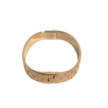LOUIS VUITTON Gold-Plated Nanogram Cuff Bracelet  by Nicolas Ghesquière 2021 100% Authentic ✨Very Good Pre-Owned Condition