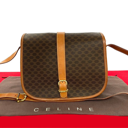 CELINE Shoulder Bag Leather, PVC Brown Macadam Blason Pattern Women(Unisex) Used Authentic