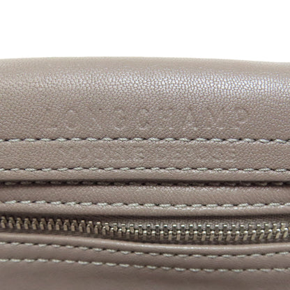 Longchamp Classic Leather Logo Line (2000s Collection) Leather Gray – 100% Authentic ✨Excellent Pre-Owned
