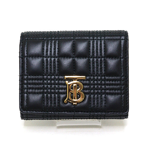 BURBERRY – Compact Tri-Fold Wallet – Black Leather