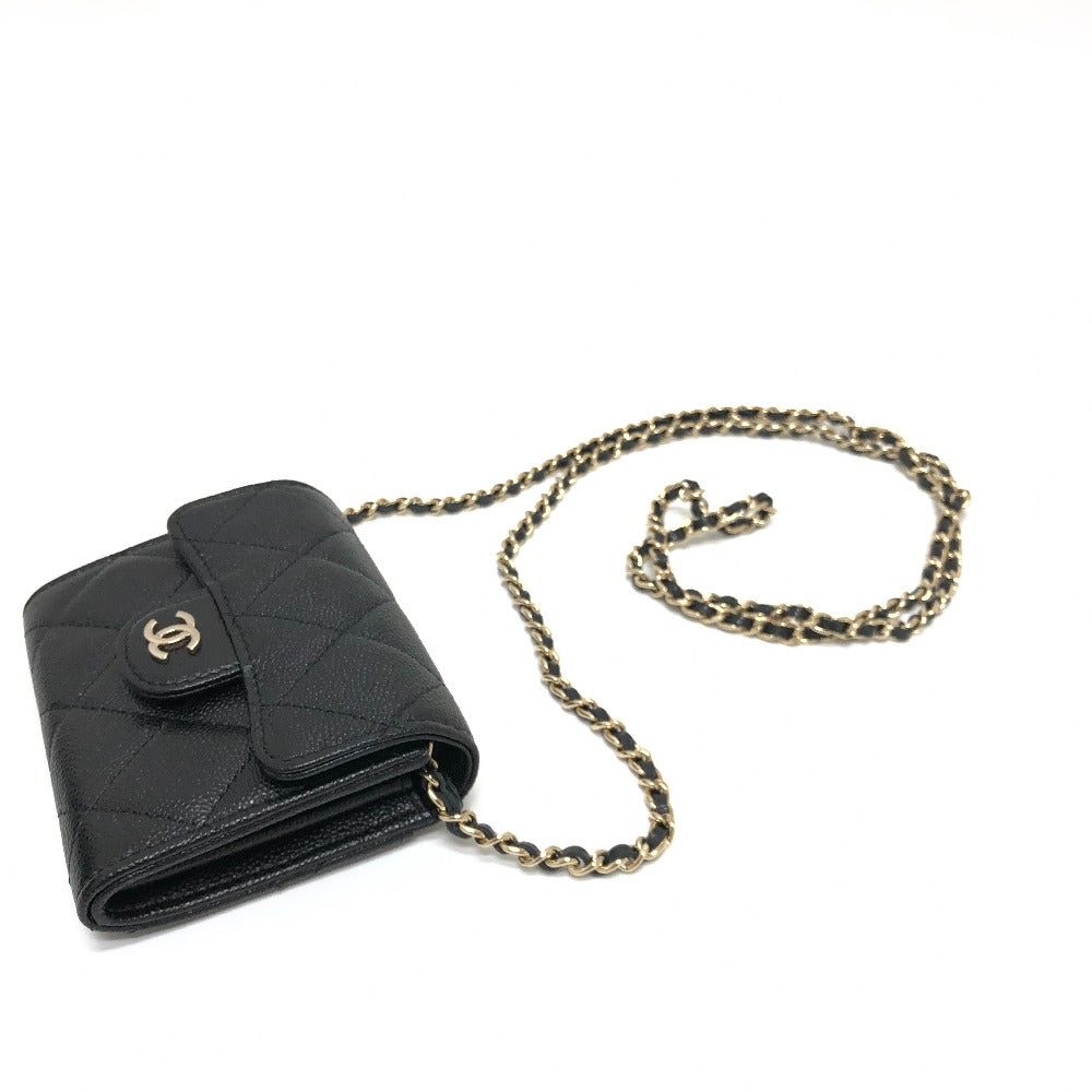 CHANEL Wallet on Chain in Black Caviar Leather – COCO Mark Matelasse Designed by Karl Lagerfeld, 2010s, 100% Authentic Pre-Owned