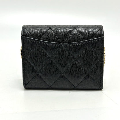 CHANEL Coin Case in Black Caviar Leather – Designed by Karl Lagerfeld, COCO Mark Matelassée CC,. 2020s, – 100% Authentic Pre-Owned as good as new