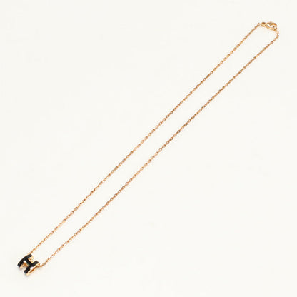 Hermès– Mini Pop H Necklace  – Black Enamel, Gold Plated – Introduced 2010s – Inspired by Philippe Mouquet – 100% Authentic Pre-Owned A Rank ✨ Excellent