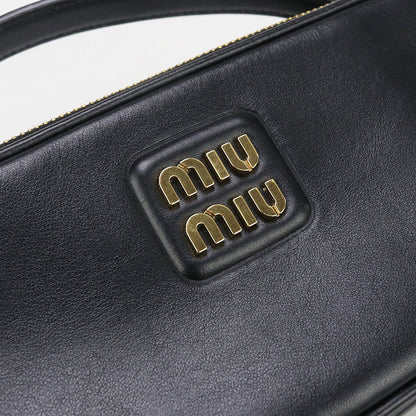 MIU MIU  – 2-Way Handbag / Diagonal Shoulder Bag – Black Leather – Gold Hardware – Italy – 100% Authentic Pre-Owned ✨ Gently used