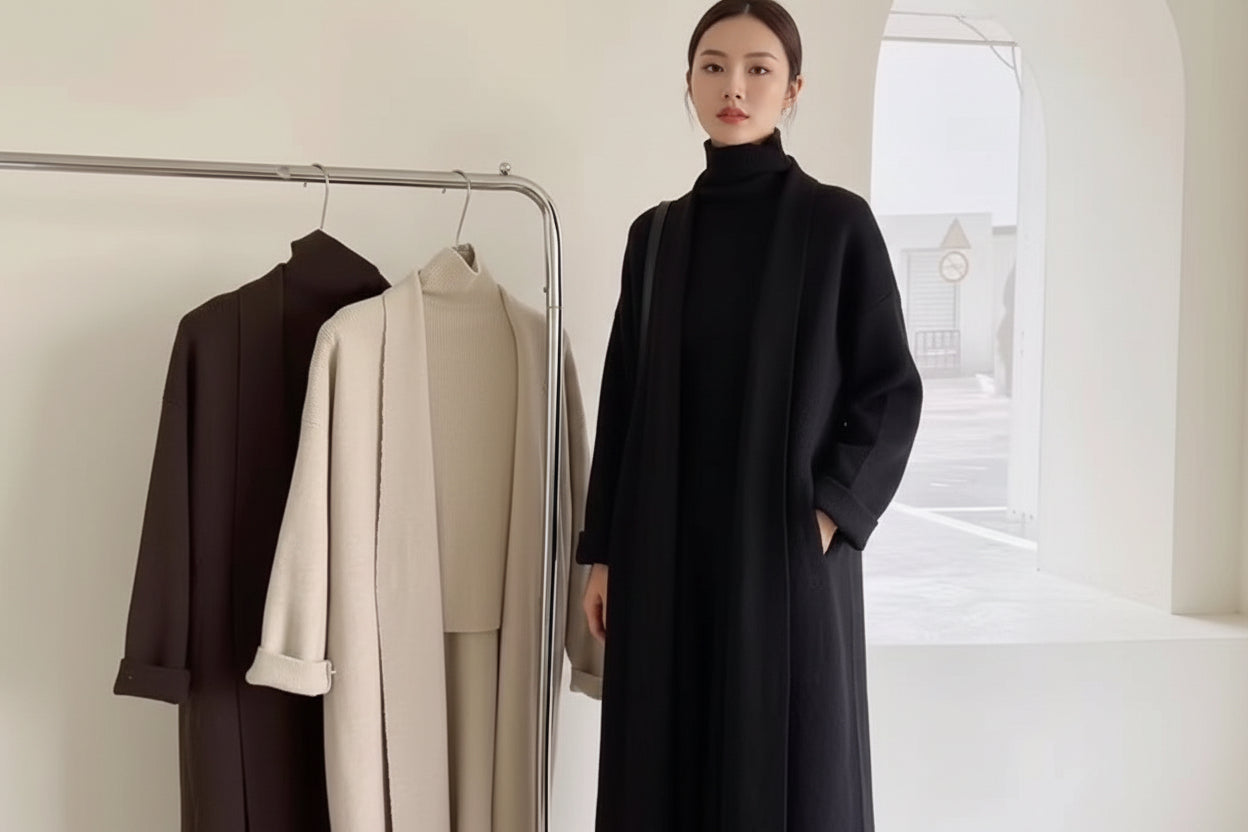 Women's 3-Piece Knit
Sweater Set - Long Cardigan, Sleeveless Top & Midi Skirt - Winter Soft lounge set