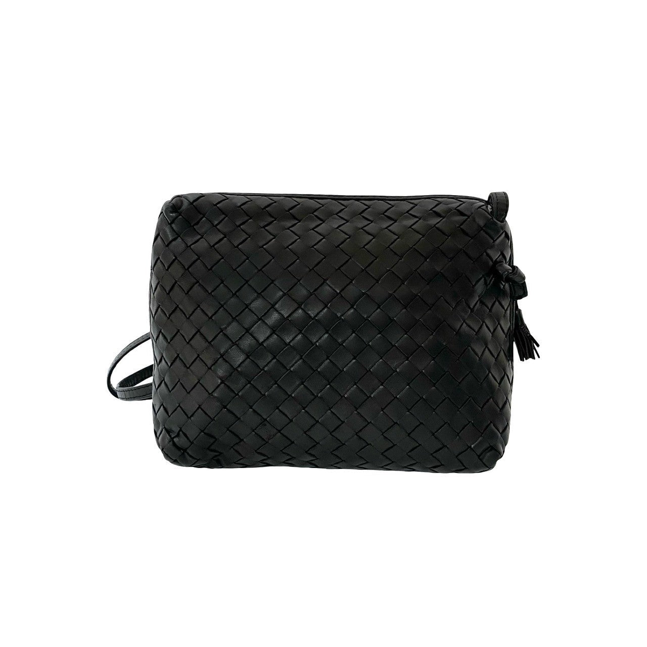 BOTTEGA VENETA – Intrecciato Shoulder Bag – Black Leather