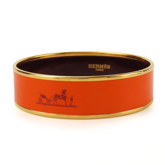 HERMÈS GM Bangle Orange Cloisonné enamel on metal 100% Authentic Pre-Owned ✨ Excellent condition