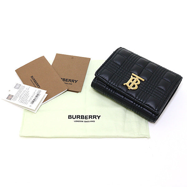 BURBERRY – Compact Tri-Fold Wallet – Black Leather