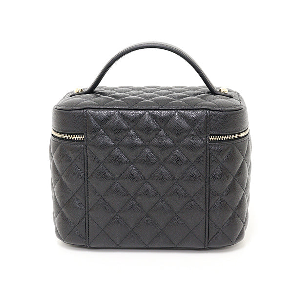 CHANEL – Timeless Classic Vanity Bag & Matte Black Caviar Skin with Brass Hardware