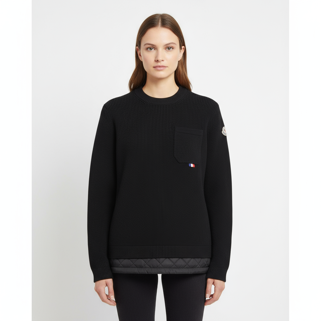 MONCLER – Knit Sweater – MAGLIONE – Black Wool – Size S