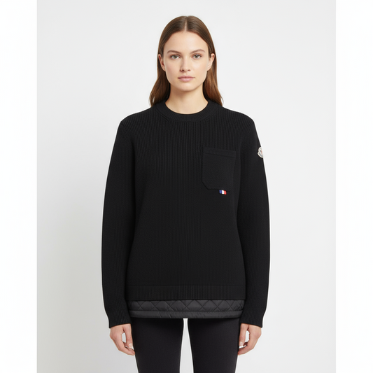 MONCLER – Knit Sweater – MAGLIONE – Black Wool – Size S