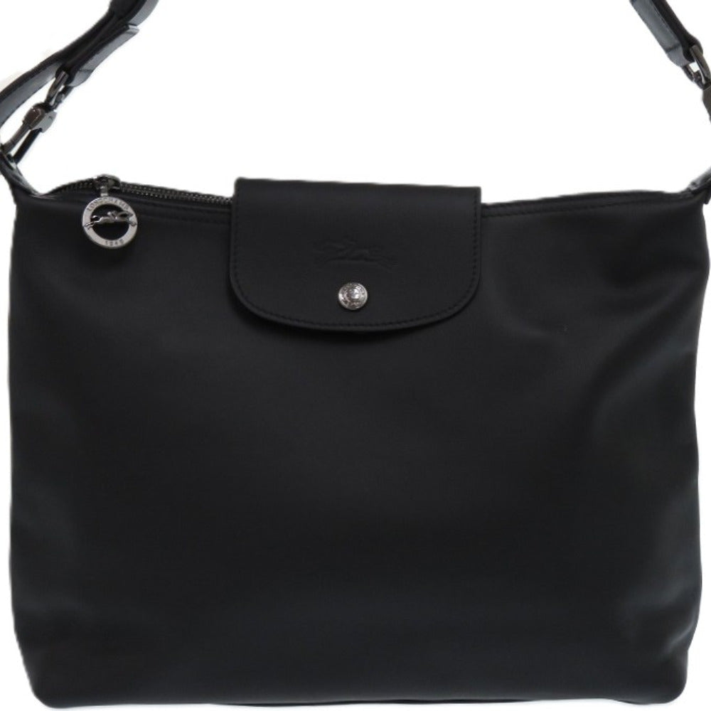 Longchamp – Le Pliage Extra Shoulder Bag – Black Leather – 100% Authentic ✨Pristine Pre-Owned Condition