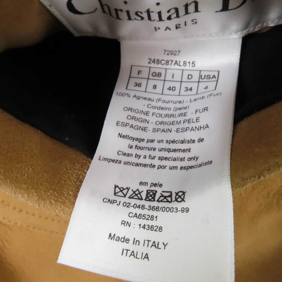 Christian Dior – Mouton Jacket – Beige Lambskin Shearling –