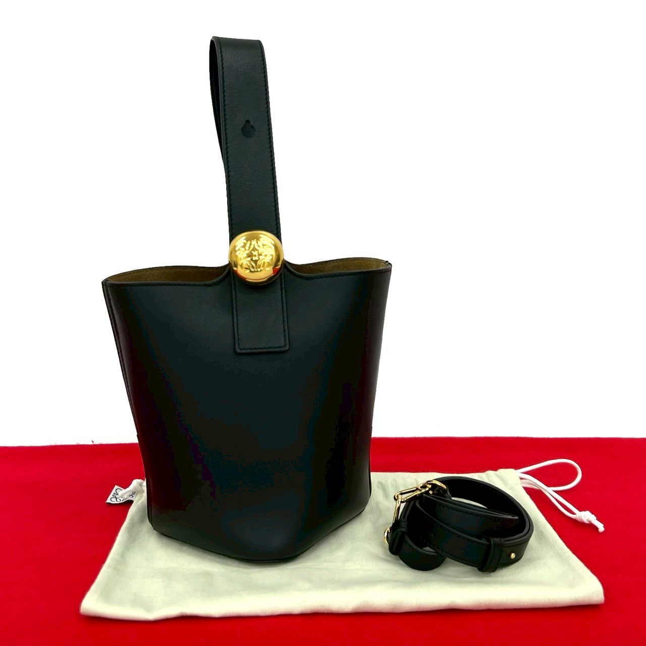 LOEWE – Pebble Bucket Mini – Anagram Logo Metal – Jonathan Anderson – 2022 – 100% Authentic Pre-Owned SA Rank            ✨Near-mint✨