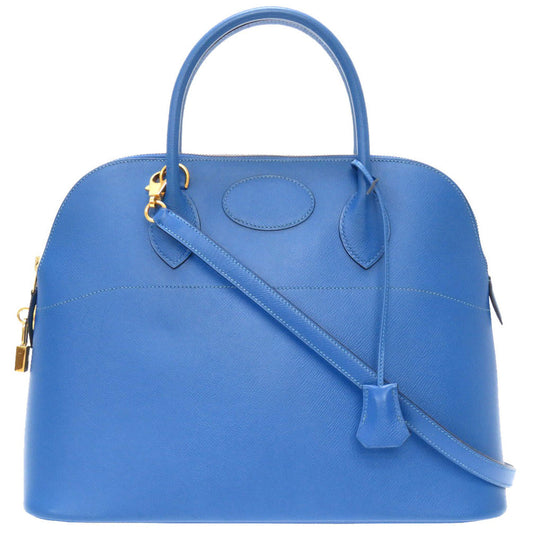 Hermès Bolide 35 Courchevel Leather Handbag in Blue (Circa Late 1990s–Early 2000s) – Pre-Owned, 100% Authentic