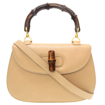 GUCCI Bamboo 2WAY Bag in Beige Leather & Bamboo – Frida Giannini Era – 100% Authentic ✨Very Good Pre-Owned