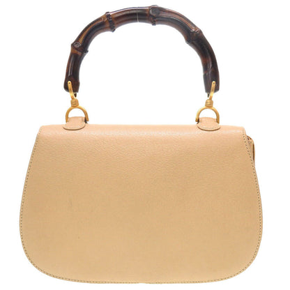 GUCCI Bamboo 2WAY Bag in Beige Leather & Bamboo – Frida Giannini Era – 100% Authentic ✨Very Good Pre-Owned