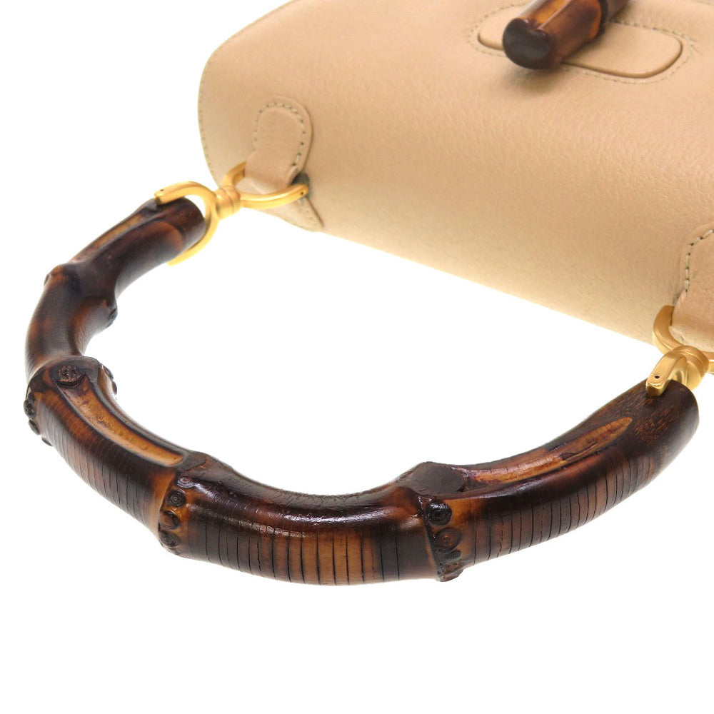 GUCCI Bamboo 2WAY Bag in Beige Leather & Bamboo – Frida Giannini Era – 100% Authentic ✨Very Good Pre-Owned