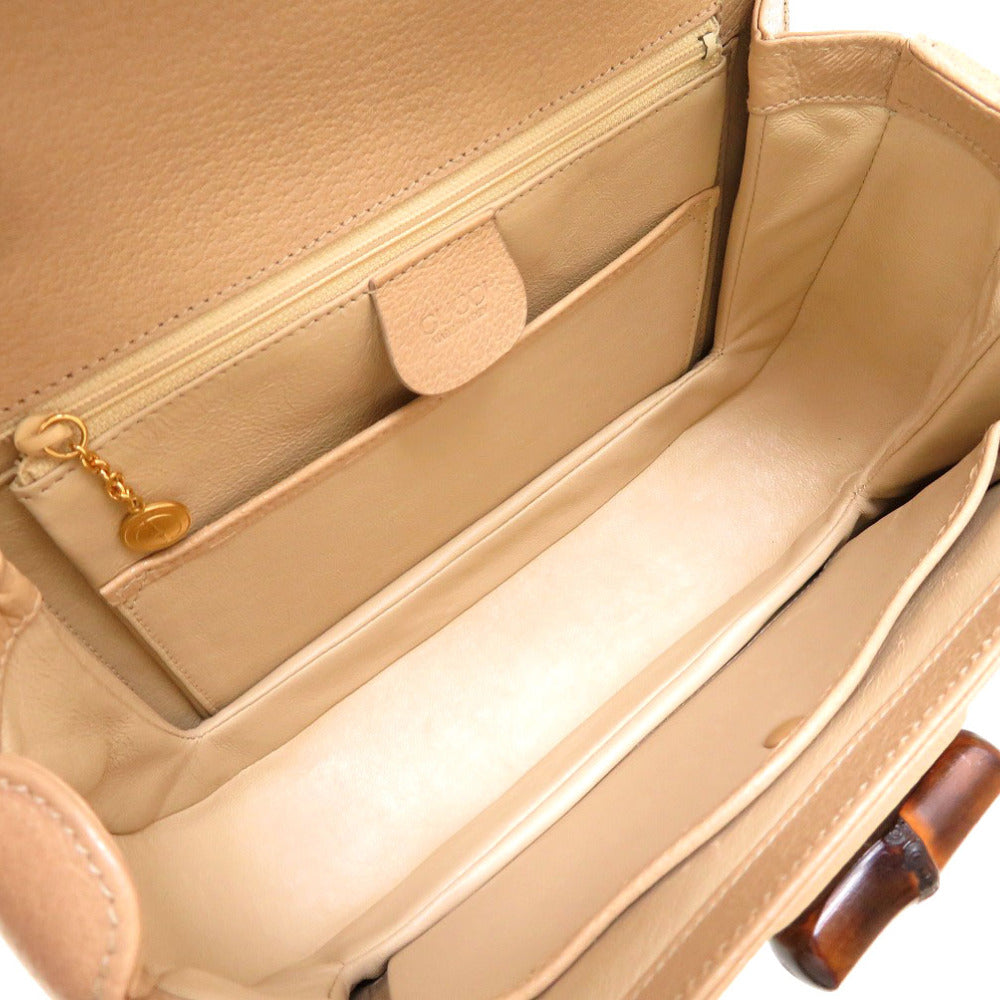 GUCCI Bamboo 2WAY Bag in Beige Leather & Bamboo – Frida Giannini Era – 100% Authentic ✨Very Good Pre-Owned