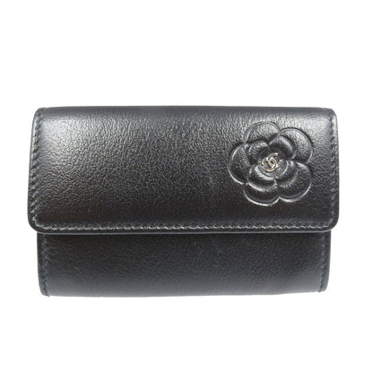 CHANEL Camelia Black Leather Card Case, 2011–2012 Item Karl Lagerfeld – 100% Authentic Pre-Owned