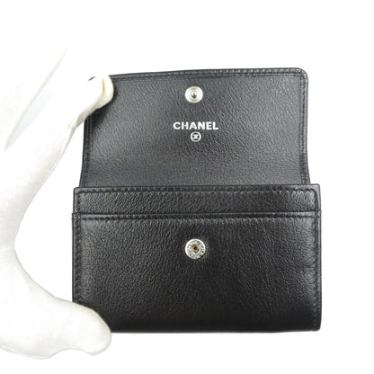 CHANEL Camelia Black Leather Card Case, 2011–2012 Item Karl Lagerfeld – 100% Authentic Pre-Owned
