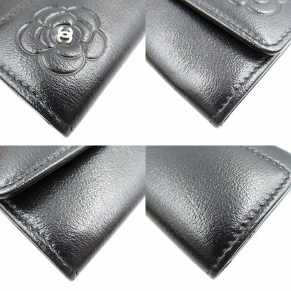CHANEL Camelia Black Leather Card Case, 2011–2012 Item Karl Lagerfeld – 100% Authentic Pre-Owned