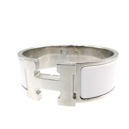 HERMÈS Clic Clac H Bracelet PM in White Enamel with Silver Hardware – Philippe Mouquet, 2000s – 100% Authentic Pre-Owned ✨Near New✨