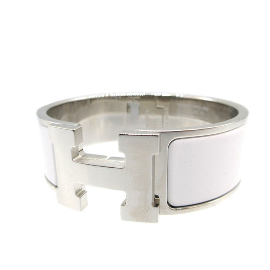 HERMÈS Clic Clac H Bracelet PM in White Enamel with Silver Hardware – Philippe Mouquet, 2000s – 100% Authentic Pre-Owned ✨Near New✨