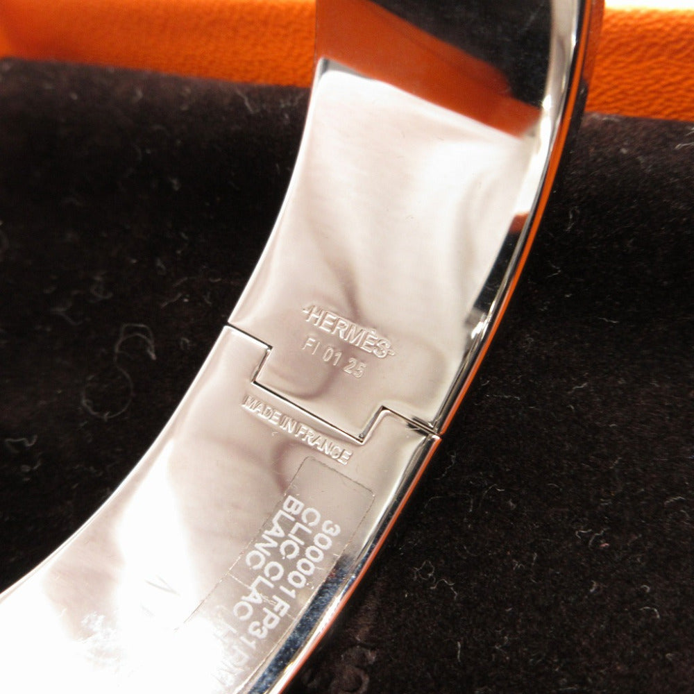 HERMÈS Clic Clac H Bracelet PM in White Enamel with Silver Hardware – Philippe Mouquet, 2000s – 100% Authentic Pre-Owned ✨Near New✨