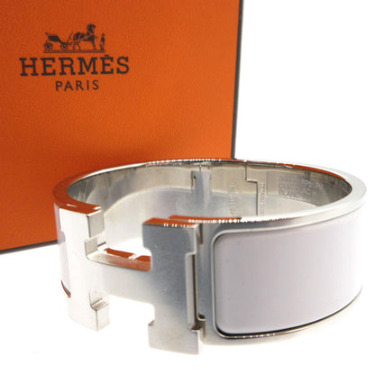HERMÈS Clic Clac H Bracelet PM in White Enamel with Silver Hardware – Philippe Mouquet, 2000s – 100% Authentic Pre-Owned ✨Near New✨