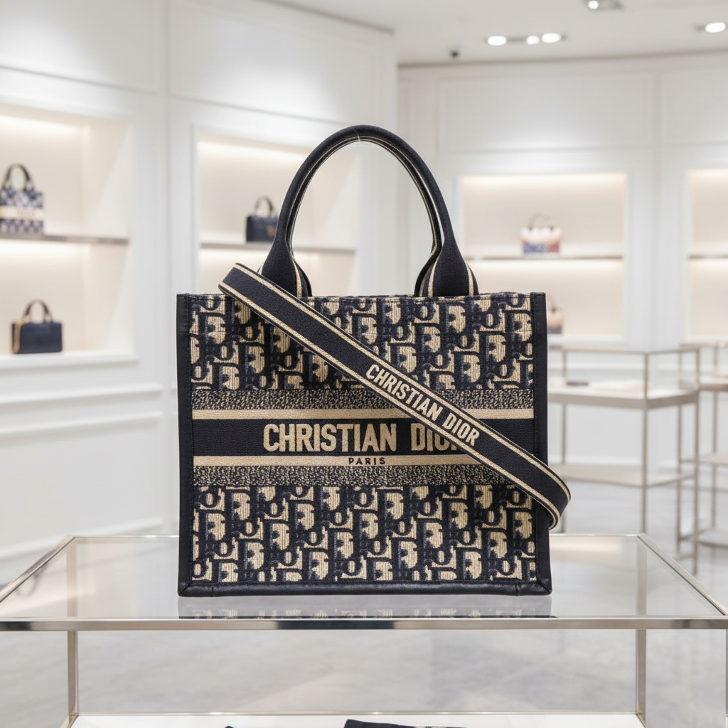 Christian Dior Oblique Book Tote                  Canvas & Leather