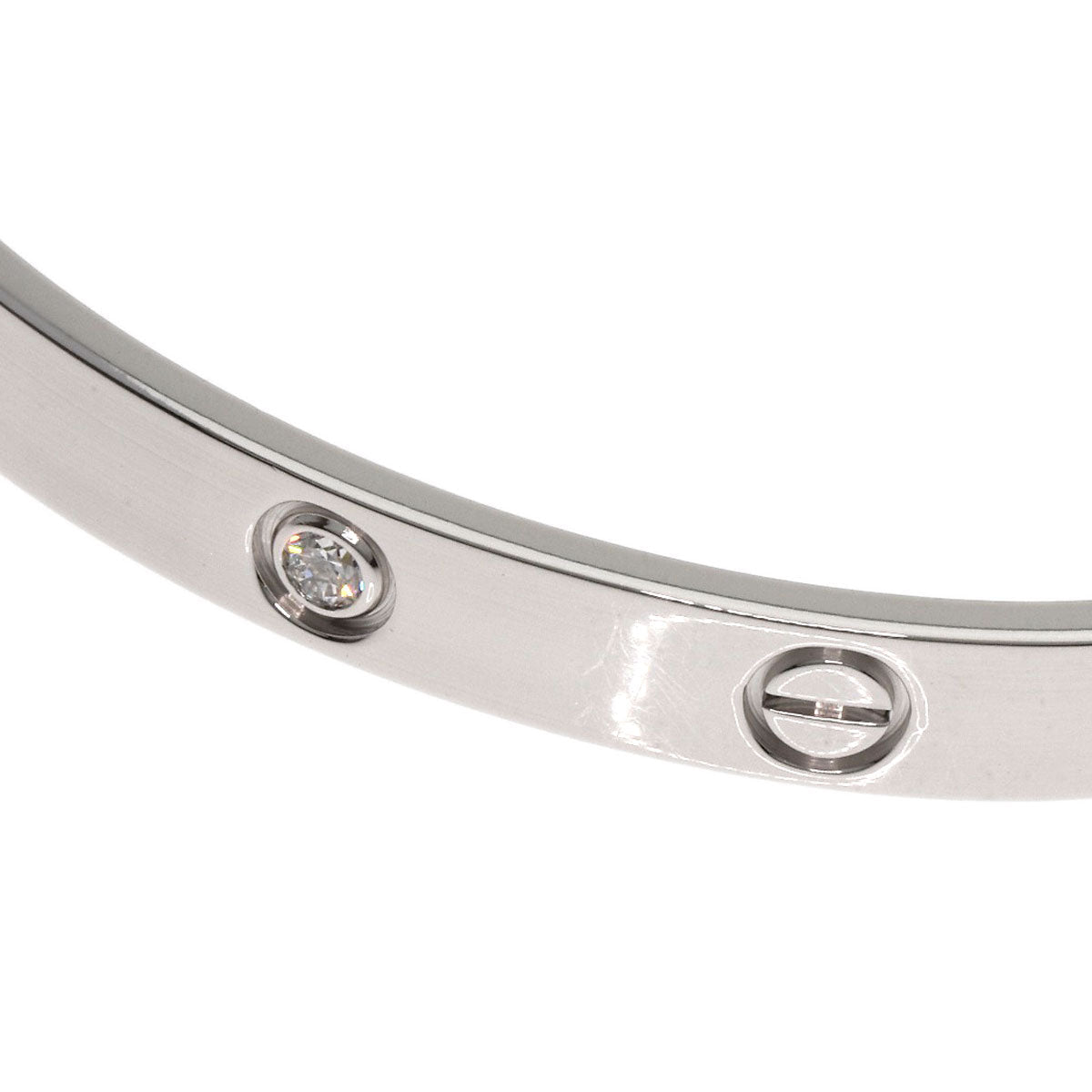 Cartier Love Bracelet Half Diamond #17 with Driver – 18K White Gold –