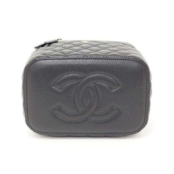 CHANEL – Timeless Classic Vanity Bag & Matte Black Caviar Skin with Brass Hardware