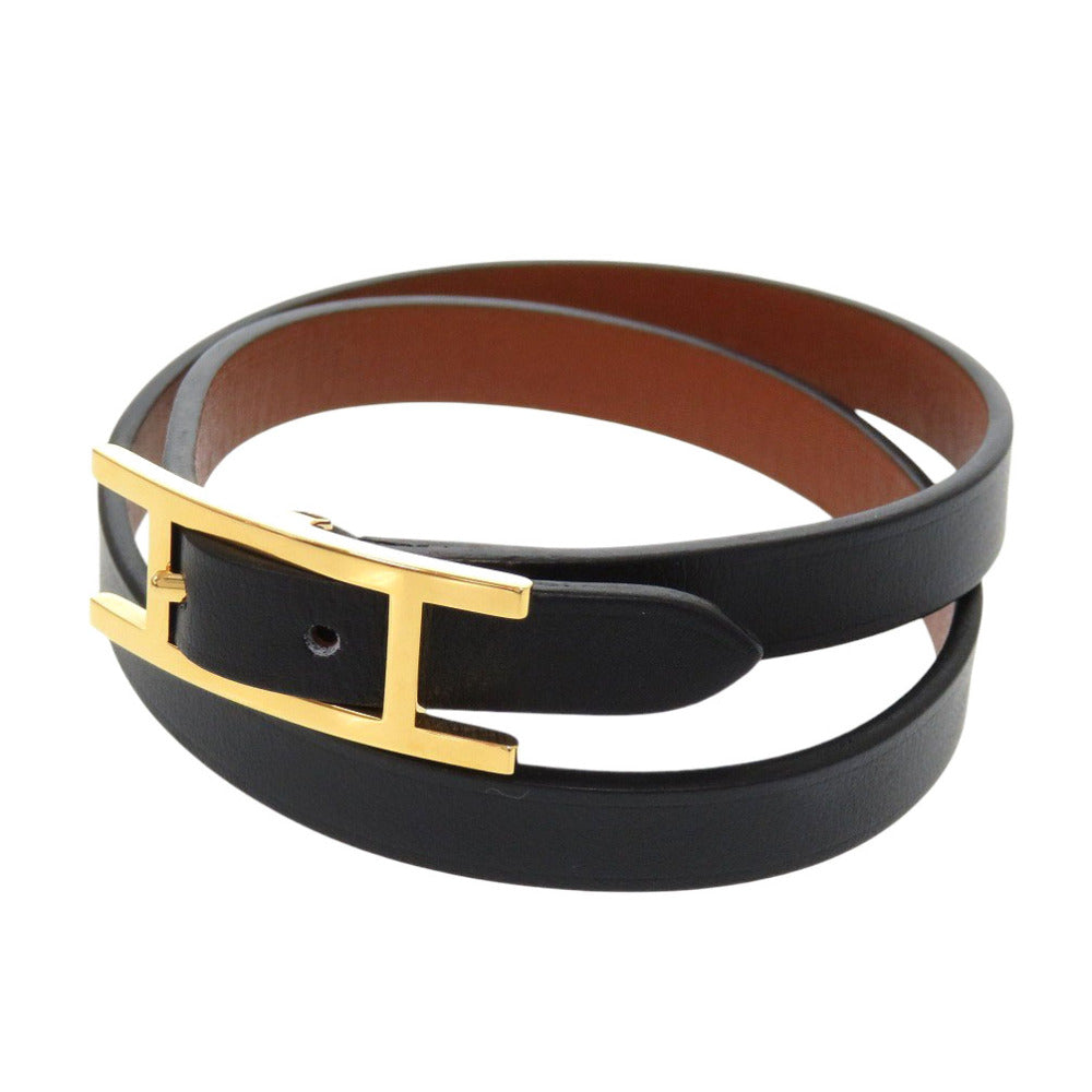 HERMÈS Beapi de Bourtour Double Tour Bracelet Black Swift Leather – Designed by Pierre Hardy, 2020s, 100% Authentic ✨Excellent Pre-Owned