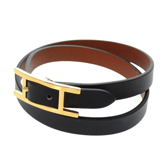 HERMÈS Beapi de Bourtour Double Tour Bracelet Black Swift Leather – Designed by Pierre Hardy, 2020s, 100% Authentic ✨Excellent Pre-Owned