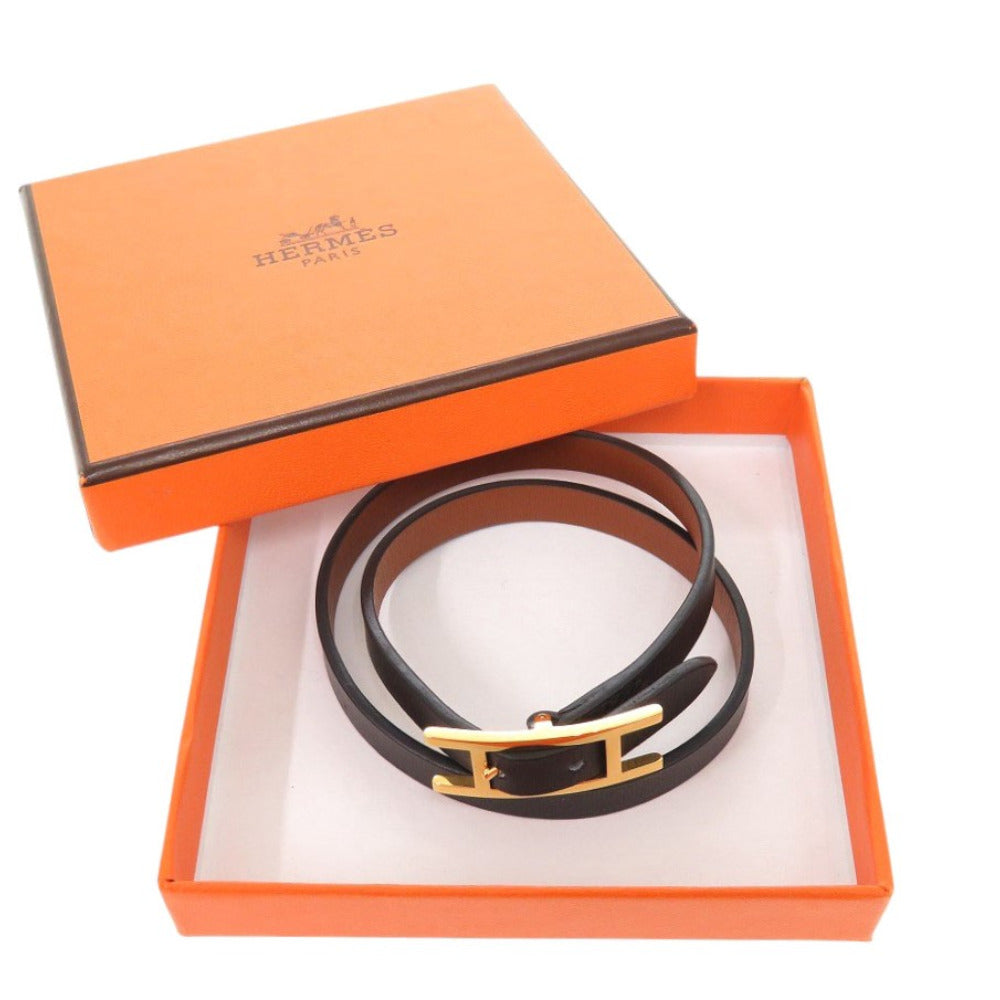 HERMÈS Beapi de Bourtour Double Tour Bracelet Black Swift Leather – Designed by Pierre Hardy, 2020s, 100% Authentic ✨Excellent Pre-Owned